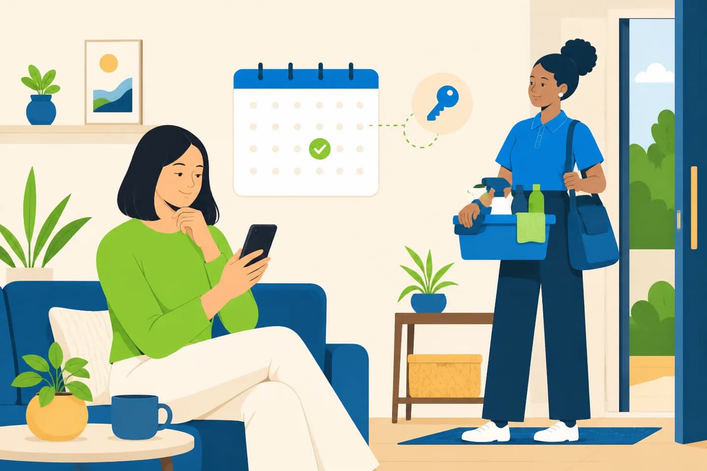 NearMe illustration of coordinated access for a professional condo cleaning visit