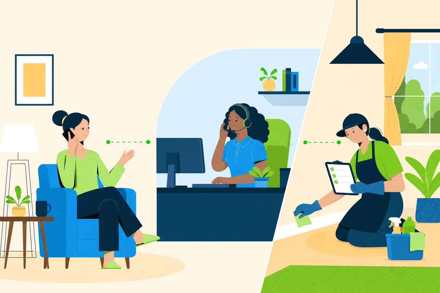 NearMe customer support coordinating a professional home cleaning