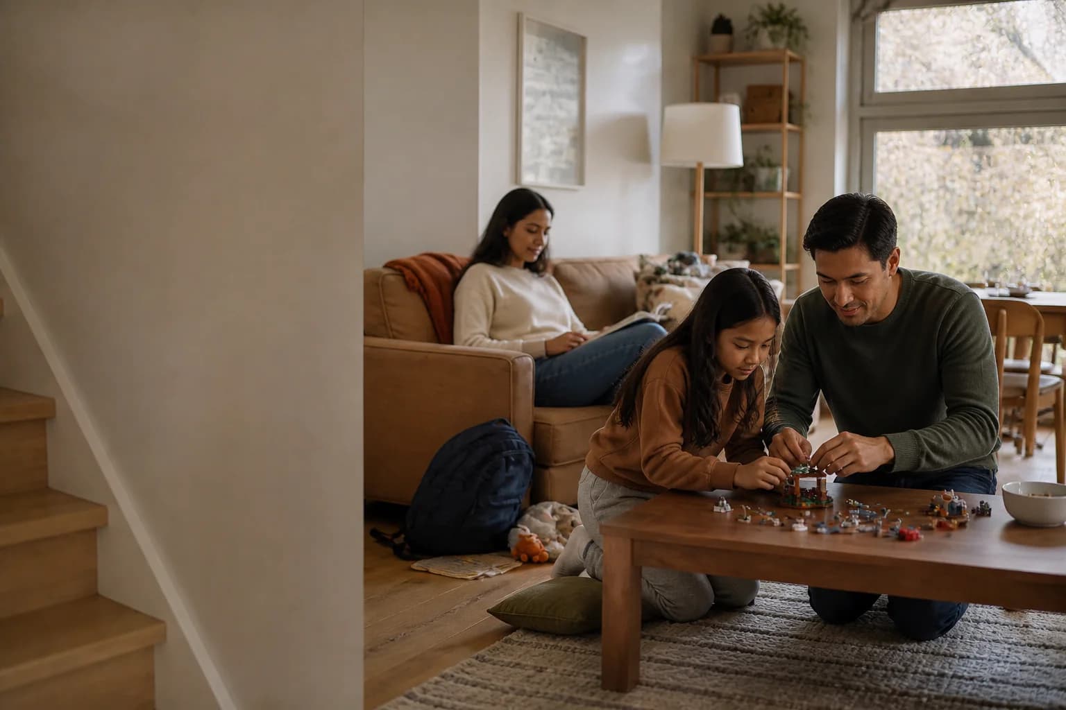 Family enjoying time together in a comfortable clean home