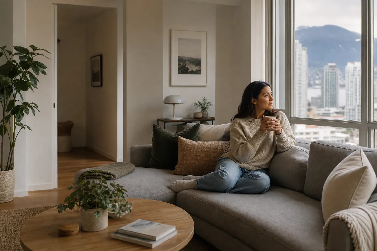 Homeowner relaxing in a clean Vancouver condo