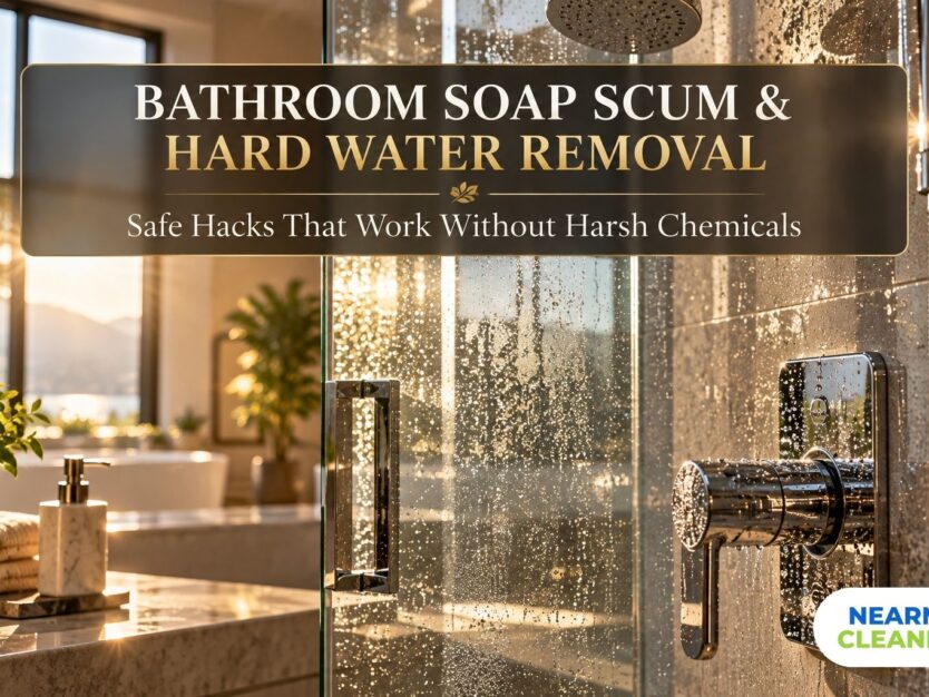 remove bathroom soap scum hard water stains
