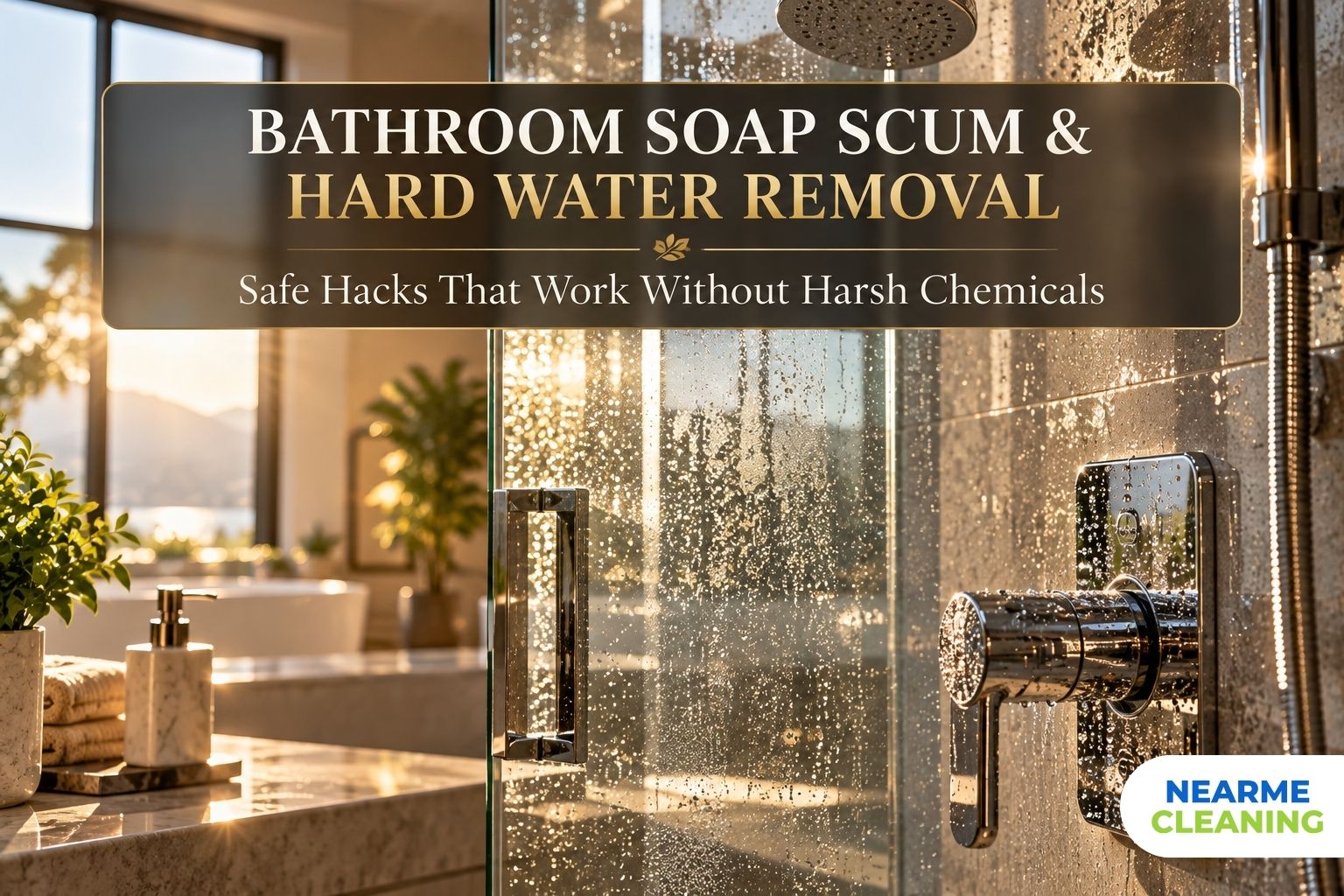 remove bathroom soap scum hard water stains